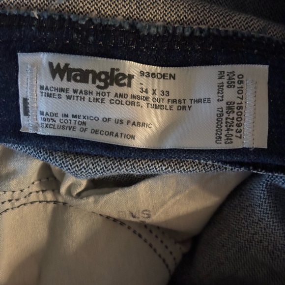 Wrangler Men's Jeans Cowboy Cut Slim Fit Rigid Indigo Denim Blue Size 34x33 - Picture 8 of 14